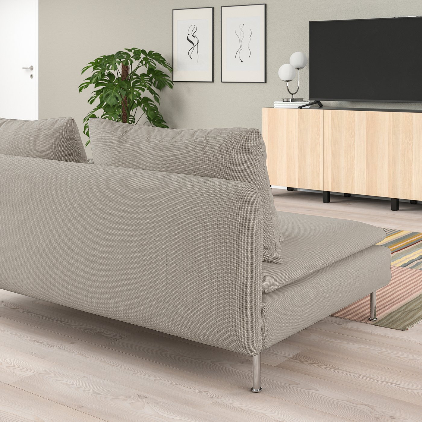SÖDERHAMN 3-seat section, Fridtuna light beige - IKEA