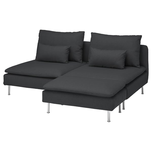 SÖDERHAMN 3-seat section, with footstool/Fridtuna dark grey