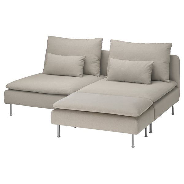 SÖDERHAMN 3-seat section, with footstool/Fridtuna light beige