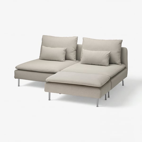 SÖDERHAMN 3-seat section, with footstool/Fridtuna light beige