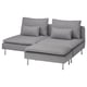 SÖDERHAMN 3-seat section, with footstool/Tonerud grey