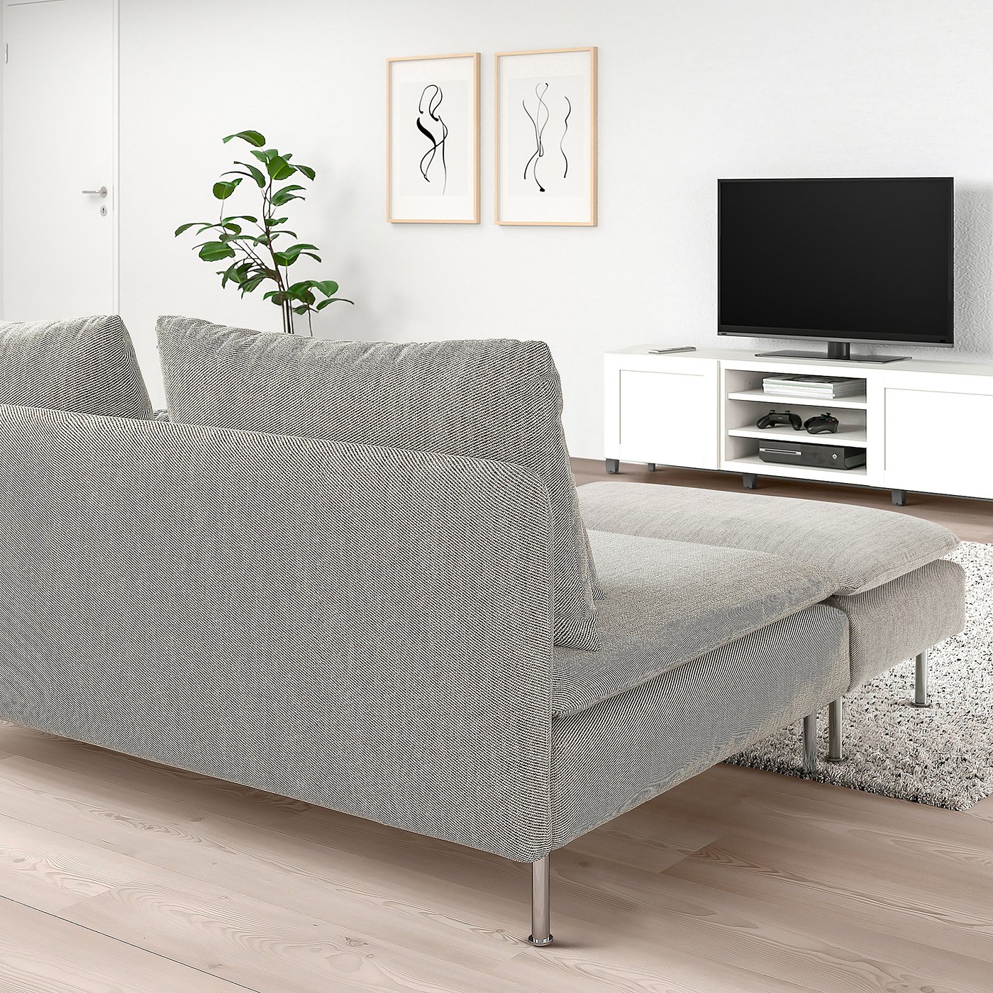 SÖDERHAMN 3-seat section, with footstool/Viarp beige/brown - IKEA