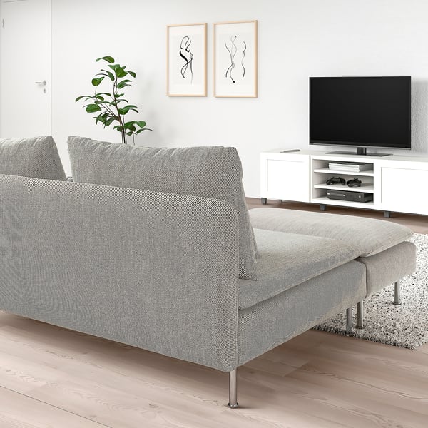 SÖDERHAMN 3-seat section, with footstool/Viarp beige/brown