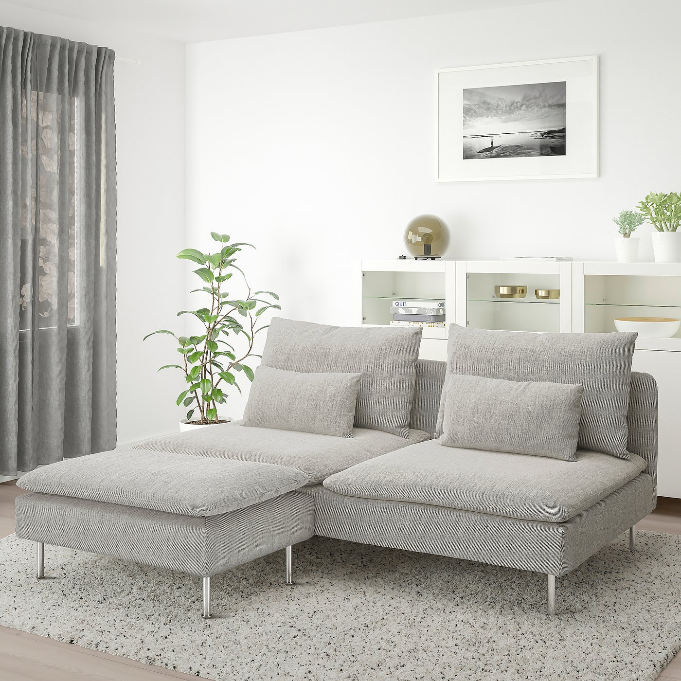 SÖDERHAMN 3-seat section, with footstool/Viarp beige/brown - IKEA