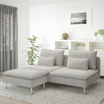 SÖDERHAMN 3-seat section, with footstool/Viarp beige/brown