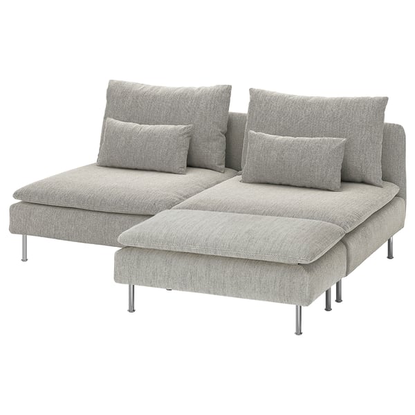 SÖDERHAMN 3-seat section, with footstool/Viarp beige/brown