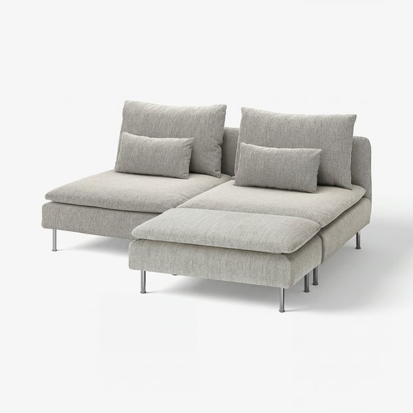 SÖDERHAMN 3-seat section, with footstool/Viarp beige/brown