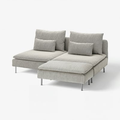 SÖDERHAMN 3-seat section, with footstool/Viarp beige/brown