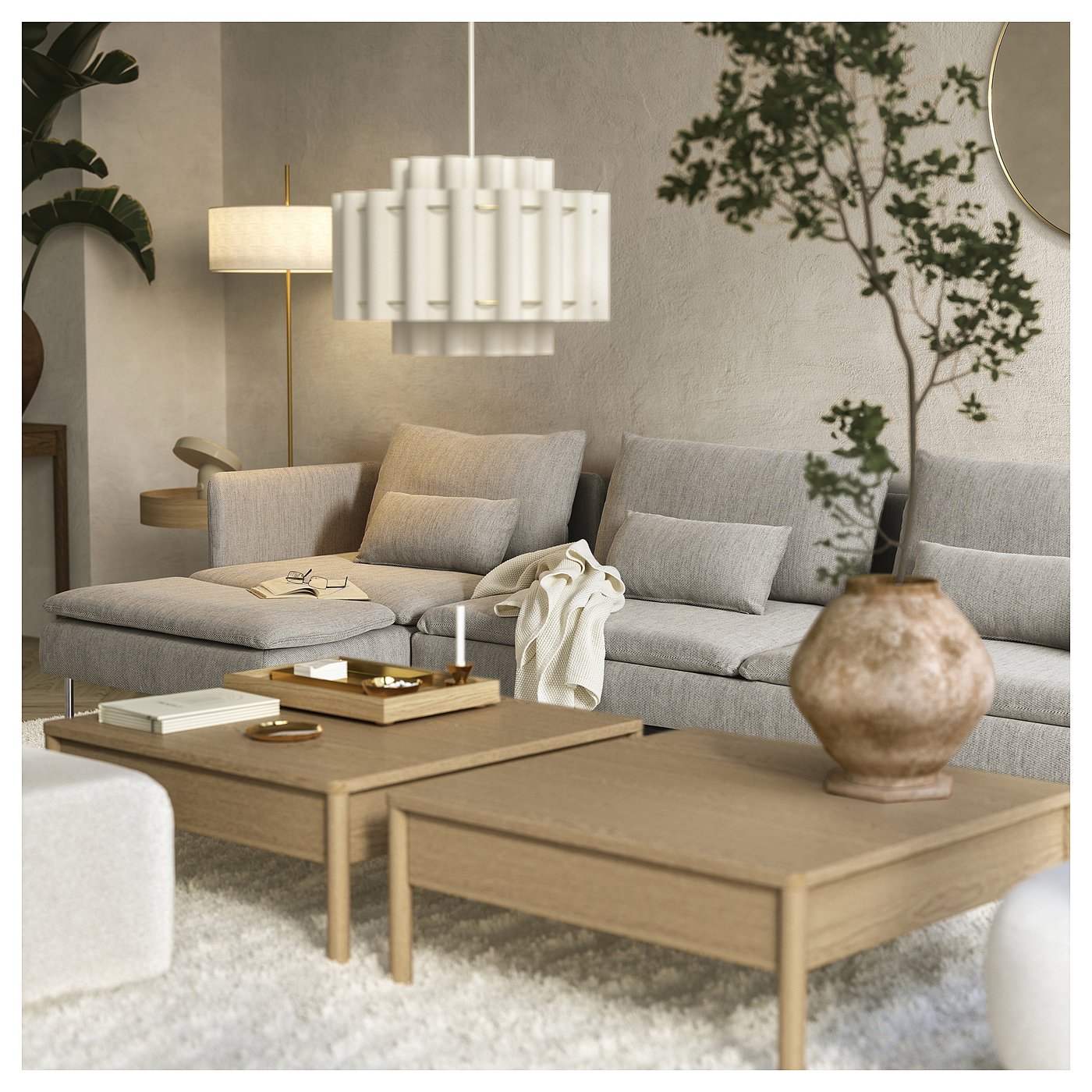 SÖDERHAMN 4-seat sofa-bed, with chaise longue/Viarp beige/brown - IKEA