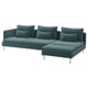 SÖDERHAMN 4-seat sofa with chaise longue, and open end/Alhamn dark grey-blue