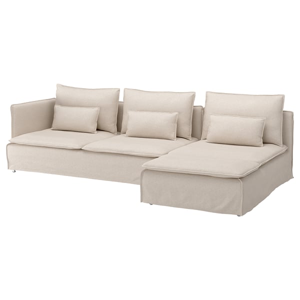 SÖDERHAMN 4-seat sofa with chaise longue, and open end/Gransel natural