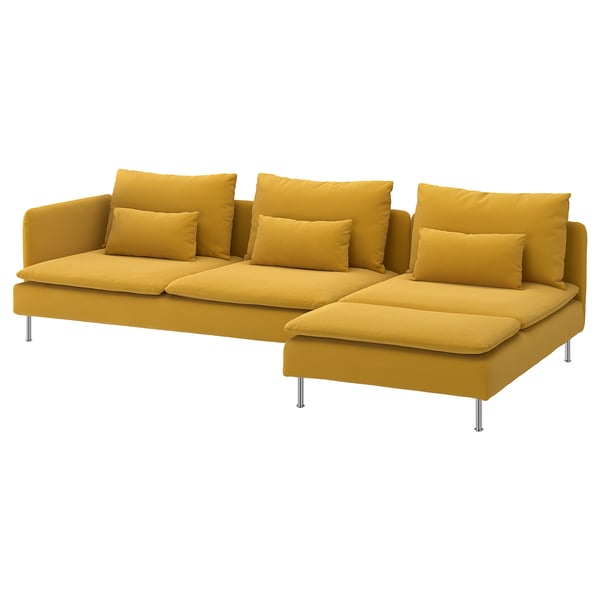 SÖDERHAMN 4-seat sofa with chaise longue, and open end/Kelinge dark yellow