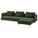 SÖDERHAMN 4-seat sofa, with chaise longue/Johanneshov dark green