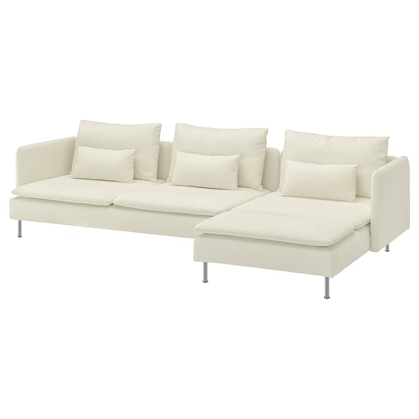 SÖDERHAMN 4-seat sofa, with chaise longue/Johanneshov off-white