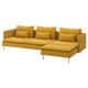 SÖDERHAMN 4-seat sofa, with chaise longue/Kelinge dark yellow