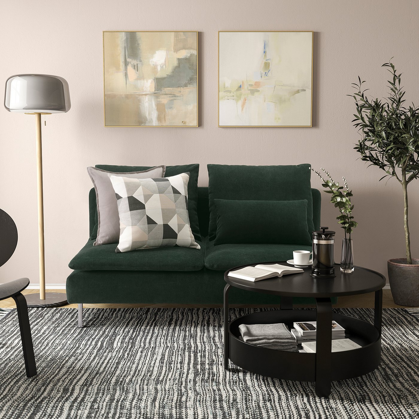 SÖDERHAMN compact 3-seat section, Tallmyra dark green - IKEA