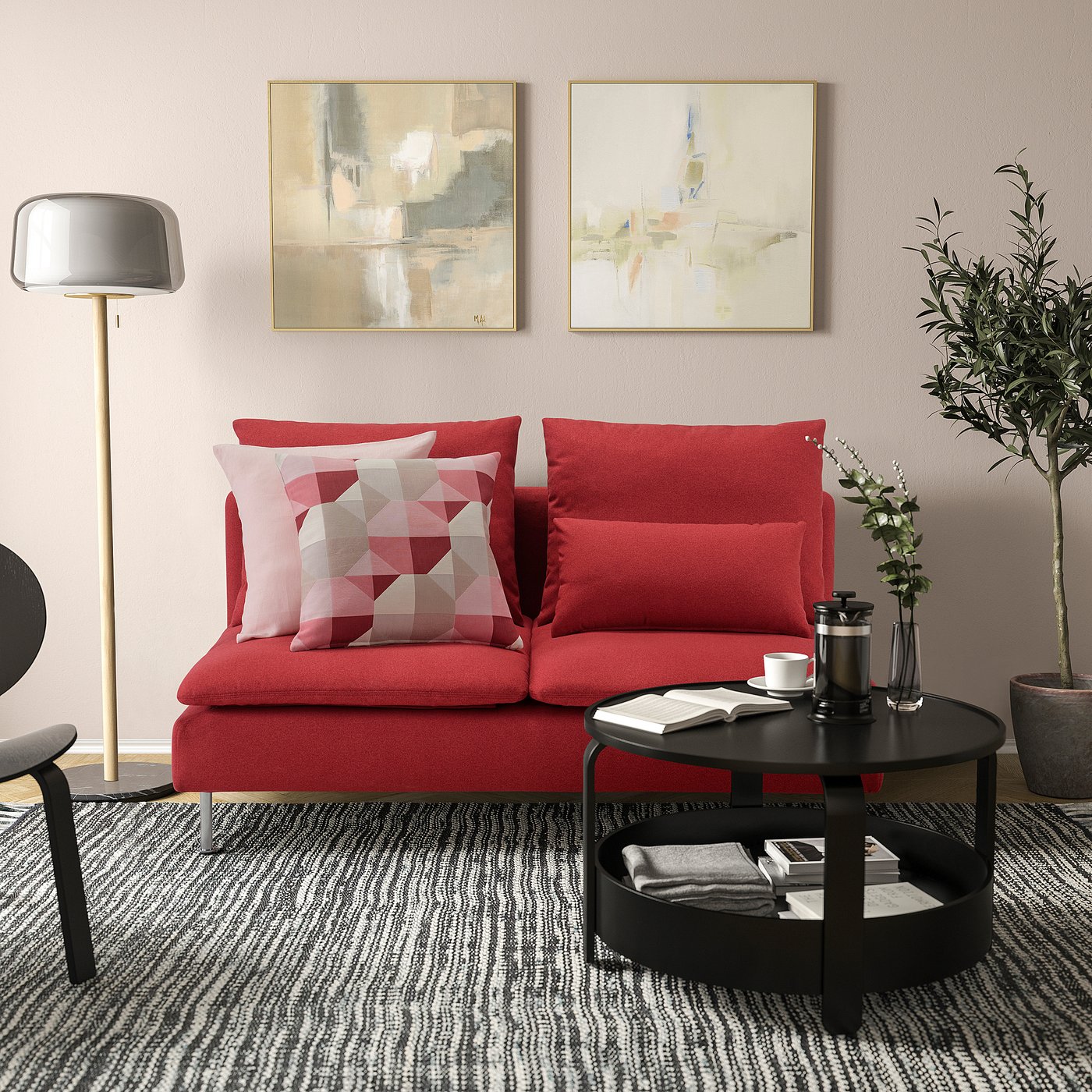 SÖDERHAMN compact 3-seat section, Tonerud red - IKEA