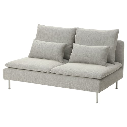 SÖDERHAMN light grey 2-seat sofa, sleek design, plush cushions, metal legs.