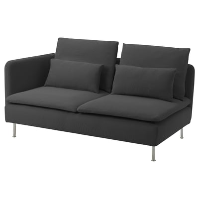 SÖDERHAMN Compact 3-seat sofa with open end, Fridtuna dark grey
