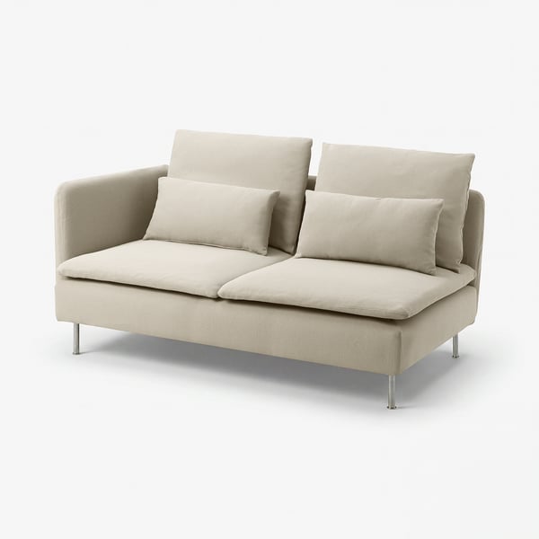 SÖDERHAMN Compact 3-seat sofa with open end, Fridtuna light beige