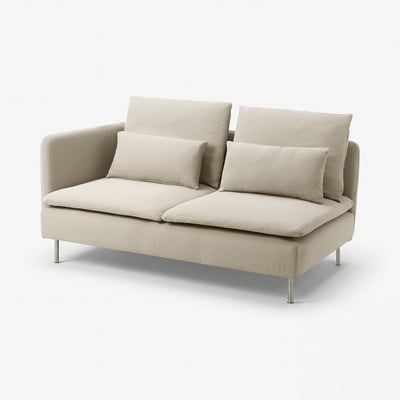 SÖDERHAMN Compact 3-seat sofa with open end, Fridtuna light beige