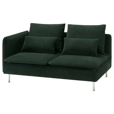 SÖDERHAMN Compact 3-seat sofa with open end, Tallmyra dark green
