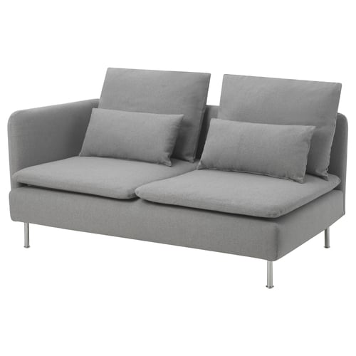Modern grey compact 3-seat sofa, SÖDERHAMN, with loose cushions and slim lines.
