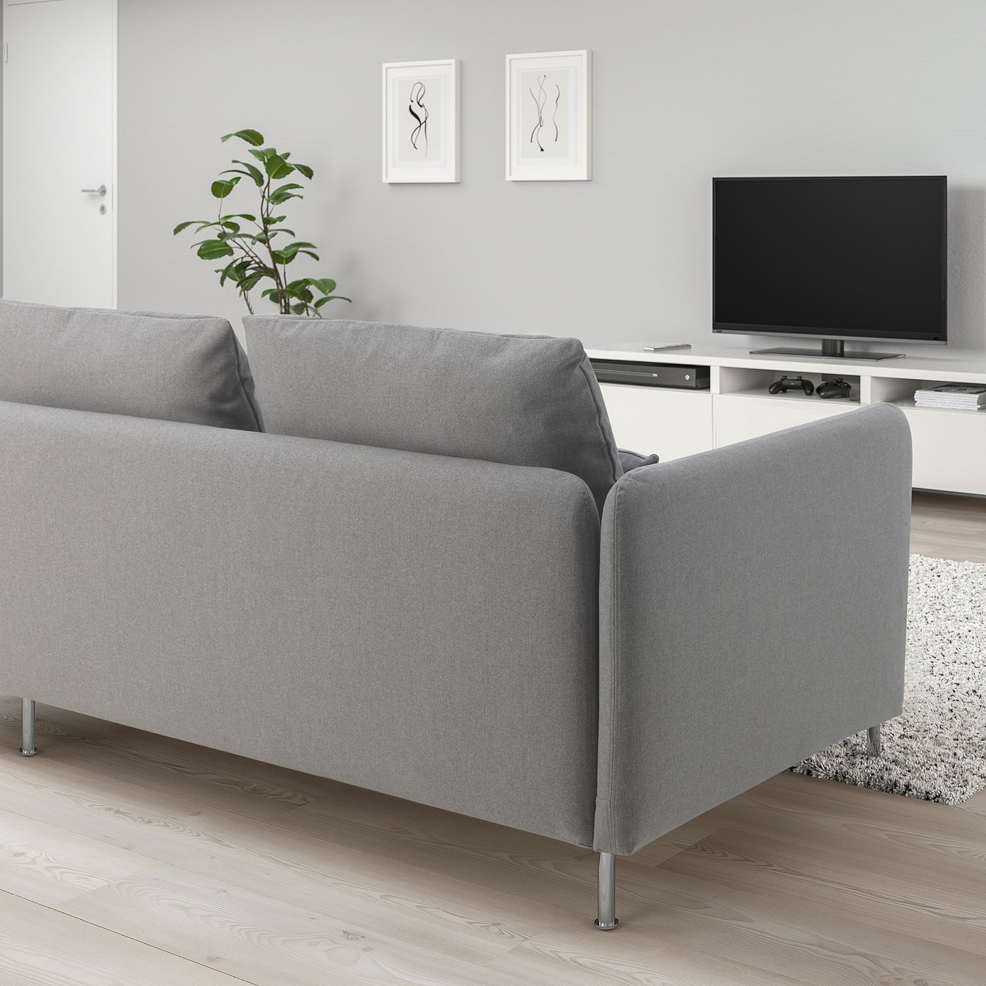 SÖDERHAMN compact 3-seat sofa with open end, Tonerud grey - IKEA