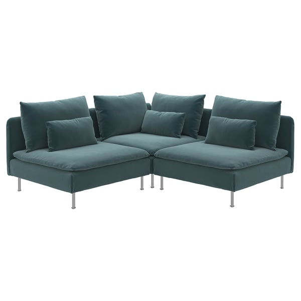 SÖDERHAMN Corner sofa, 3-seat, Alhamn dark grey-blue