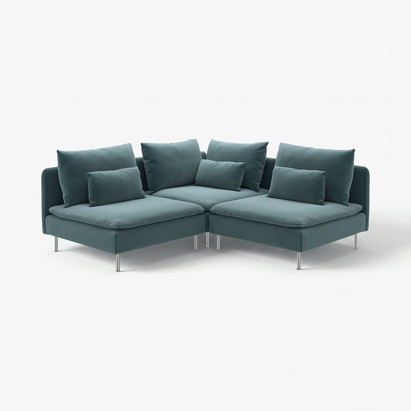 SÖDERHAMN Corner sofa, 3-seat, Alhamn dark grey-blue