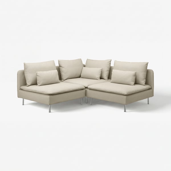 SÖDERHAMN Corner sofa, 3-seat, Fridtuna light beige