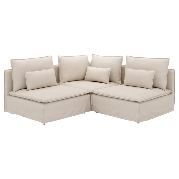 SÖDERHAMN Corner sofa, 3-seat, Gransel natural