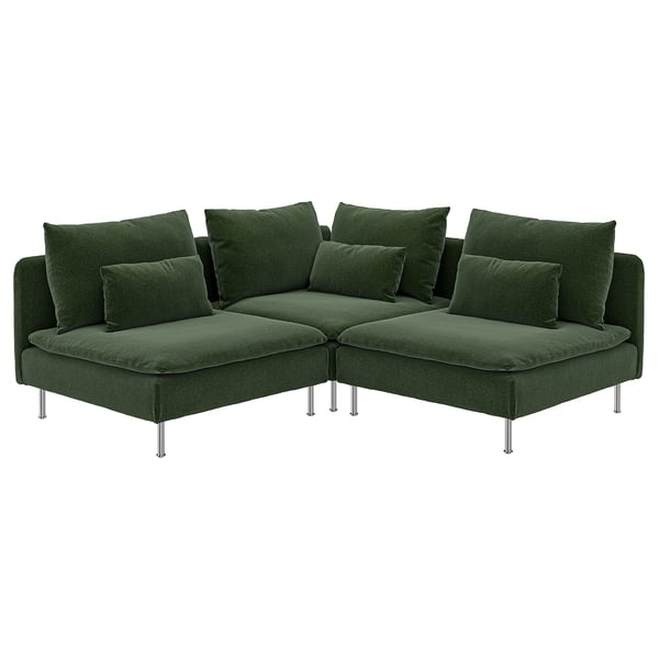 SÖDERHAMN Corner sofa, 3-seat, Johanneshov dark green