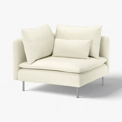 SÖDERHAMN chair, white, soft fabric, modern, clean design.