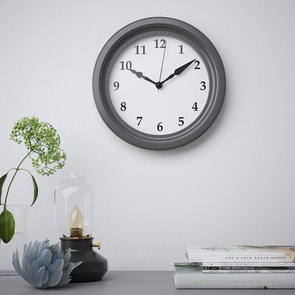 SÖNDRUM Wall clock, grey, 35 cm