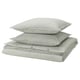 SOLFIBBLA Duvet cover and 2 pillowcases, white green/stripe, 200x200/50x60 cm