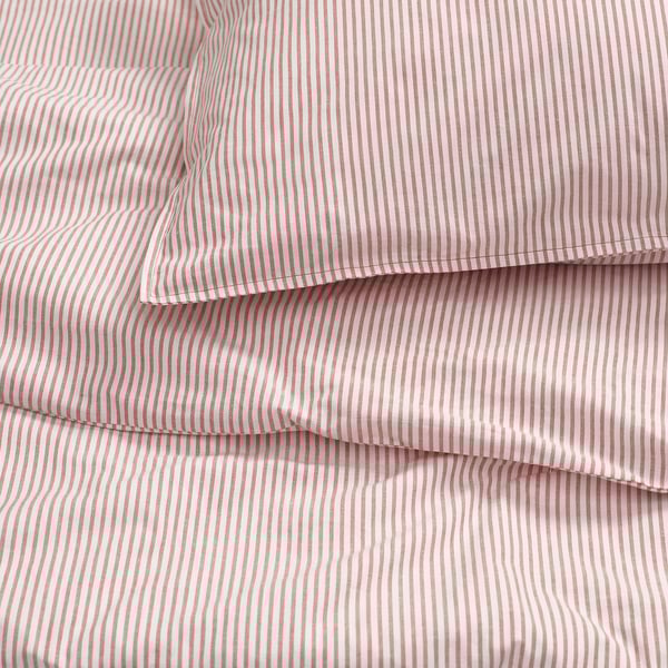 SOLFIBBLA Duvet cover and 2 pillowcases, white red/stripe, 200x200/50x60 cm