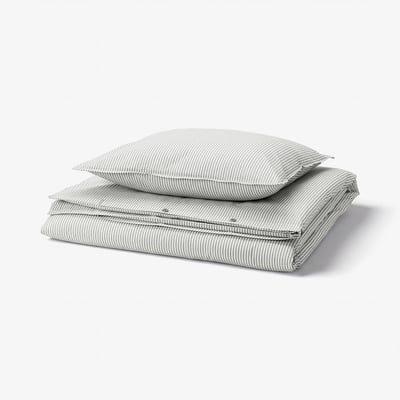 SOLFIBBLA Duvet cover and pillowcase, grey white/stripe, 150x200/50x60 cm