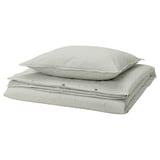 SOLFIBBLA Duvet cover and pillowcase, white green/stripe, 150x200/50x60 cm