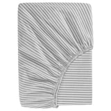 SOLFIBBLA Fitted sheet, grey white/stripe, 160x200 cm