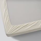 SOLFIBBLA Fitted sheet, white beige/stripe, 80x200 cm