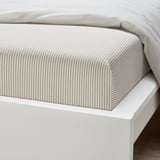 SOLFIBBLA Fitted sheet, white beige/stripe, 80x200 cm