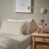 SOLFIBBLA Fitted sheet, white beige/stripe, 80x200 cm