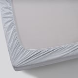 SOLFIBBLA Fitted sheet, white blue/stripe, 80x200 cm