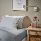 SOLFIBBLA Fitted sheet, white blue/stripe, 80x200 cm
