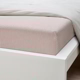 SOLFIBBLA Fitted sheet, white red/stripe, 90x200 cm