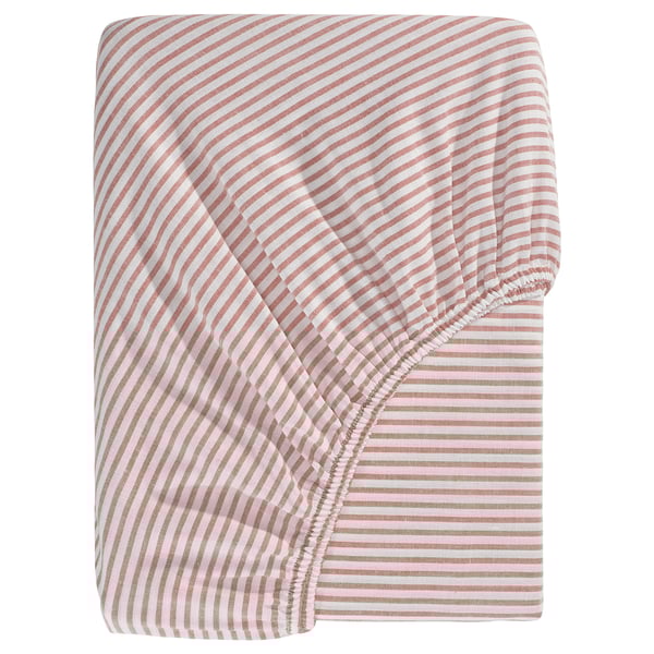 SOLFIBBLA Fitted sheet, white red/stripe, 90x200 cm