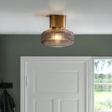 SOLKLINT Ceiling lamp, brass/grey clear glass, 27 cm