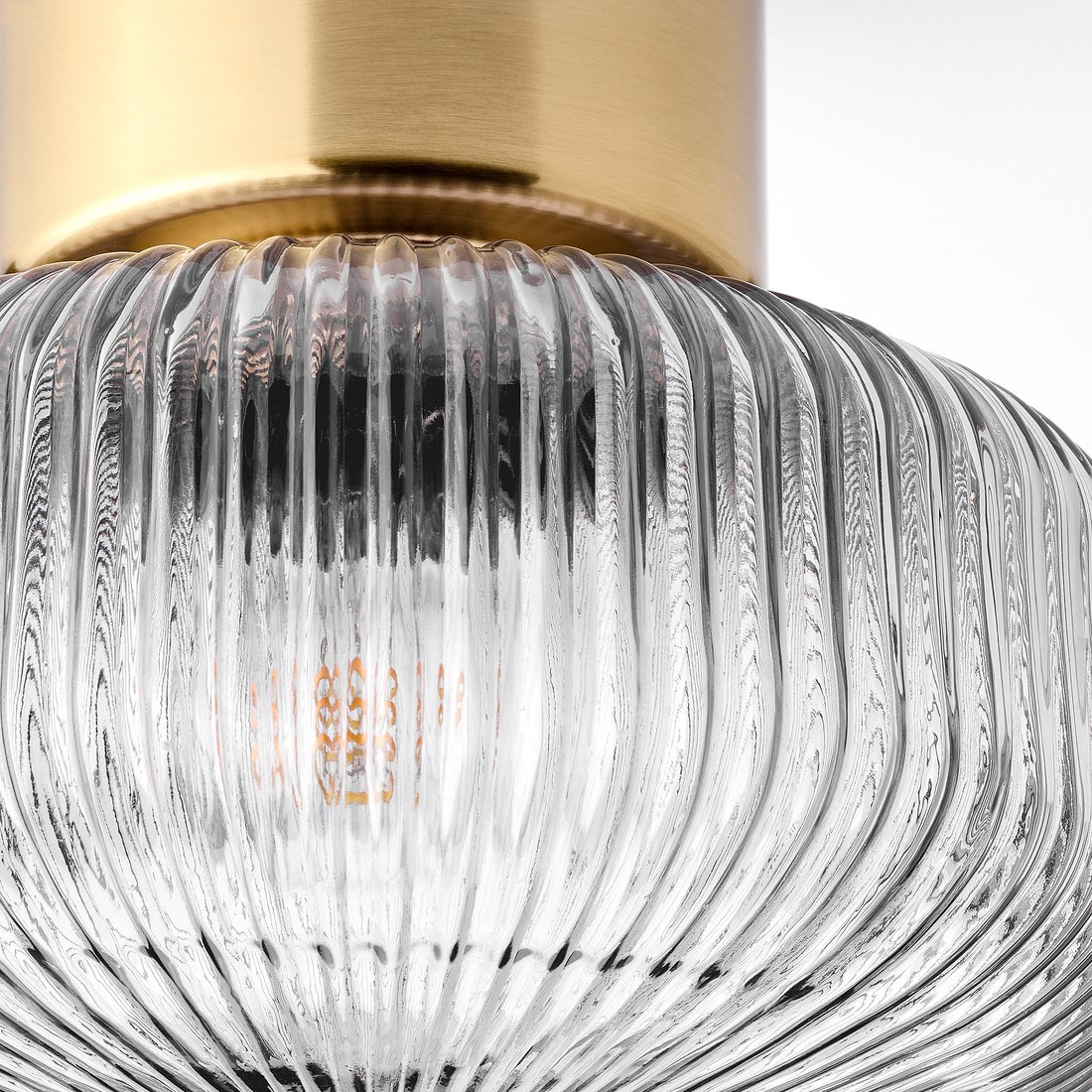 SOLKLINT Ceiling lamp, brass/grey clear glass, 27 cm IKEA