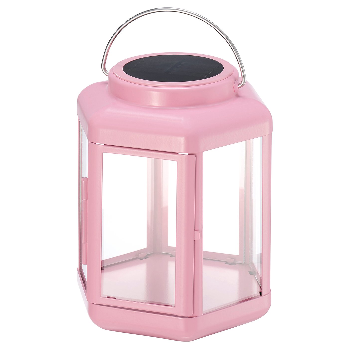 SOLVINDEN LED solar-powered table lamp, lantern/pink, 17 cm - IKEA